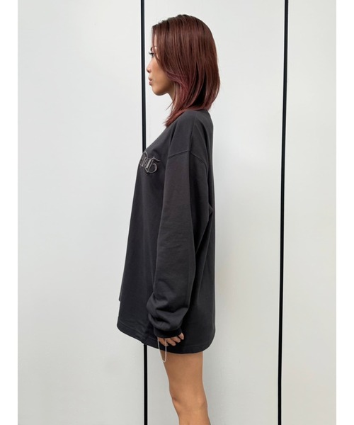 EGOIST（エゴイスト）の「BIG刺繍ユニセックスロンT（Tシャツ/カットソー・レディース・パープル/ホワイト/ブラック/カーキ・FREE）」の9枚目の写真