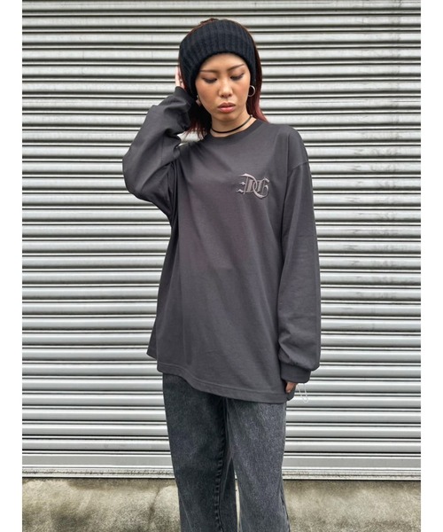 EGOIST（エゴイスト）の「BIG刺繍ユニセックスロンT（Tシャツ/カットソー・レディース・パープル/ホワイト/ブラック/カーキ・FREE）」の18枚目の写真