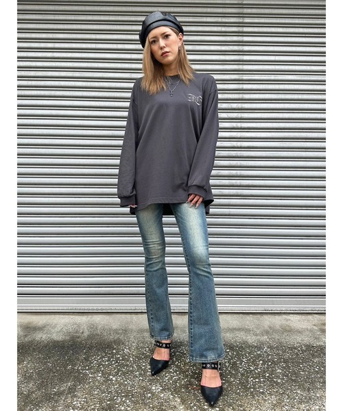 EGOIST（エゴイスト）の「BIG刺繍ユニセックスロンT（Tシャツ/カットソー・レディース・パープル/ホワイト/ブラック/カーキ・FREE）」の20枚目の写真