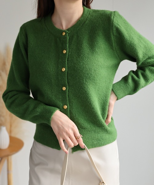 sakishimatokyo（サキシマトーキョー）の「クルーネックカーディガン/カーデ/金ボタン/ゴールド（カーディガン/ボレロ・レディース・チャコールグレー/ブルー/オフホワイト/ボルドー/グリーン/ブラウン/ブラック・FREE）」の5枚目の写真
