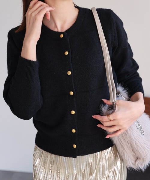 sakishimatokyo（サキシマトーキョー）の「クルーネックカーディガン/カーデ/金ボタン/ゴールド（カーディガン/ボレロ・レディース・チャコールグレー/ブルー/オフホワイト/ボルドー/グリーン/ブラウン/ブラック・FREE）」の14枚目の写真