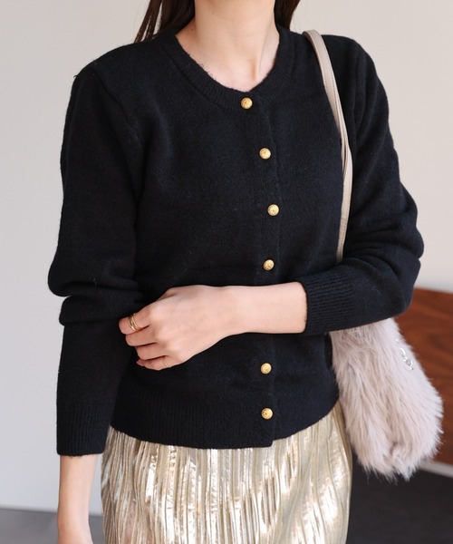 sakishimatokyo（サキシマトーキョー）の「クルーネックカーディガン/カーデ/金ボタン/ゴールド（カーディガン/ボレロ・レディース・チャコールグレー/ブルー/オフホワイト/ボルドー/グリーン/ブラウン/ブラック・FREE）」の17枚目の写真