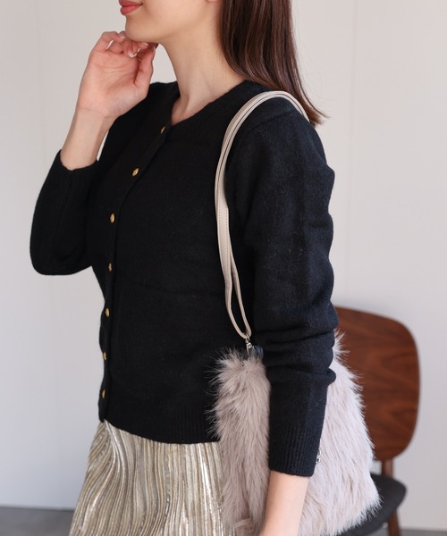 sakishimatokyo（サキシマトーキョー）の「クルーネックカーディガン/カーデ/金ボタン/ゴールド（カーディガン/ボレロ・レディース・チャコールグレー/ブルー/オフホワイト/ボルドー/グリーン/ブラウン/ブラック・FREE）」の18枚目の写真