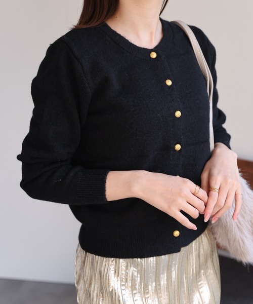 sakishimatokyo（サキシマトーキョー）の「クルーネックカーディガン/カーデ/金ボタン/ゴールド（カーディガン/ボレロ・レディース・チャコールグレー/ブルー/オフホワイト/ボルドー/グリーン/ブラウン/ブラック・FREE）」の19枚目の写真