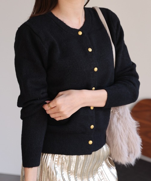 sakishimatokyo（サキシマトーキョー）の「クルーネックカーディガン/カーデ/金ボタン/ゴールド（カーディガン/ボレロ・レディース・チャコールグレー/ブルー/オフホワイト/ボルドー/グリーン/ブラウン/ブラック・FREE）」の13枚目の写真