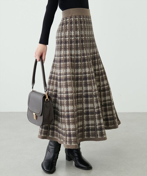 natural couture（ナチュラルクチュール）の「配色チェックニットプリーツスカート（スカート・レディース・モカ/ブラック系その他/アイボリー・FREE）」の15枚目の写真