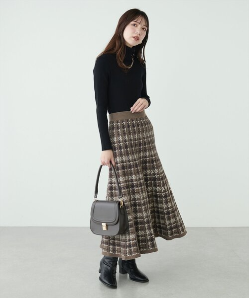 natural couture（ナチュラルクチュール）の「配色チェックニットプリーツスカート（スカート・レディース・モカ/ブラック系その他/アイボリー・FREE）」の17枚目の写真