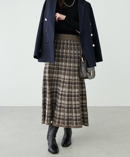 natural couture（ナチュラルクチュール）の「配色チェックニットプリーツスカート（スカート・レディース・モカ/ブラック系その他/アイボリー・FREE）」の18枚目の写真