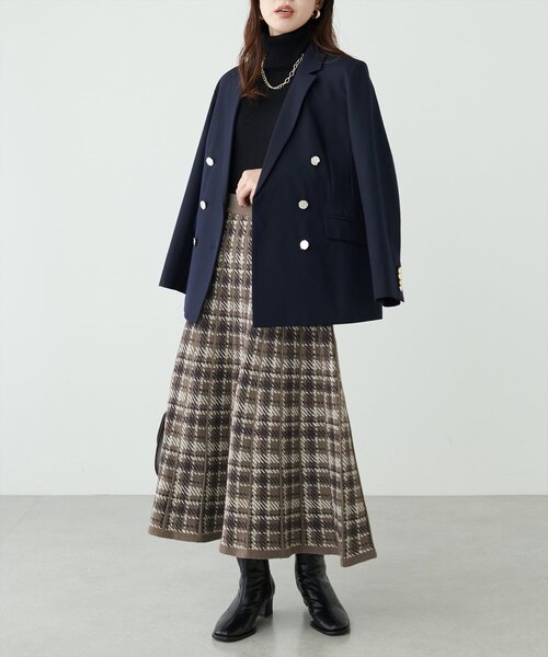 natural couture（ナチュラルクチュール）の「配色チェックニットプリーツスカート（スカート・レディース・モカ/ブラック系その他/アイボリー・FREE）」の19枚目の写真