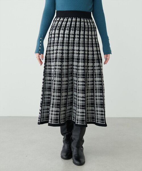 natural couture（ナチュラルクチュール）の「配色チェックニットプリーツスカート（スカート・レディース・モカ/ブラック系その他/アイボリー・FREE）」の21枚目の写真