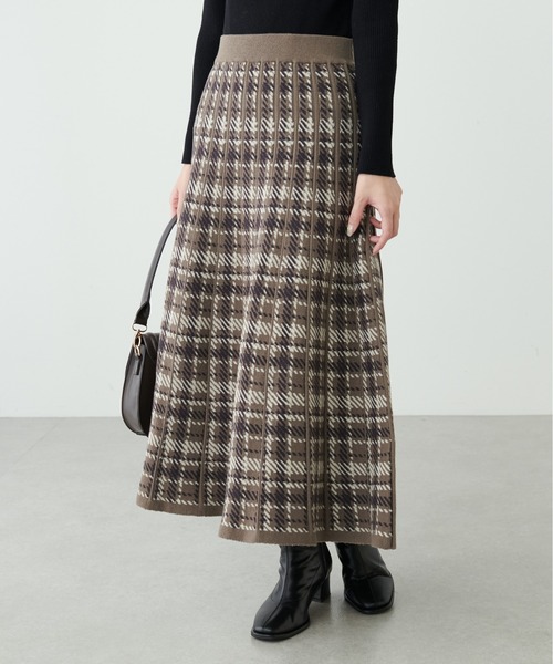 natural couture（ナチュラルクチュール）の「配色チェックニットプリーツスカート（スカート・レディース・モカ/ブラック系その他/アイボリー・FREE）」の14枚目の写真
