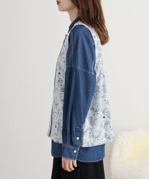 Emago（イマゴ）の「EMAGO 花ｼﾞｬｶﾞｰﾄﾞﾍﾞｽﾄ（ベスト・レディース・グレー/ブラック/チャコールグレー・FREE）」の21枚目の写真