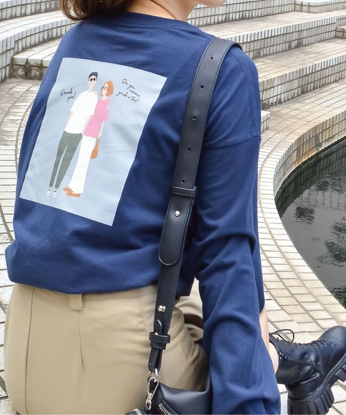 spiritoso(スピリトーゾ)の「【spiritoso】ニュアンスカップル ロンTEE(Tシャツ/カットソー・レディース・杢グレー/ネイビー・FREE)」の3枚目の写真
