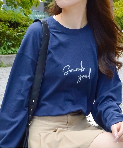 spiritoso(スピリトーゾ)の「【spiritoso】ニュアンスカップル ロンTEE(Tシャツ/カットソー・レディース・杢グレー/ネイビー・FREE)」の4枚目の写真