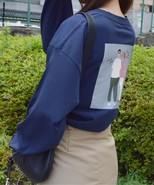 spiritoso(スピリトーゾ)の「【spiritoso】ニュアンスカップル ロンTEE(Tシャツ/カットソー・レディース・杢グレー/ネイビー・FREE)」の6枚目の写真
