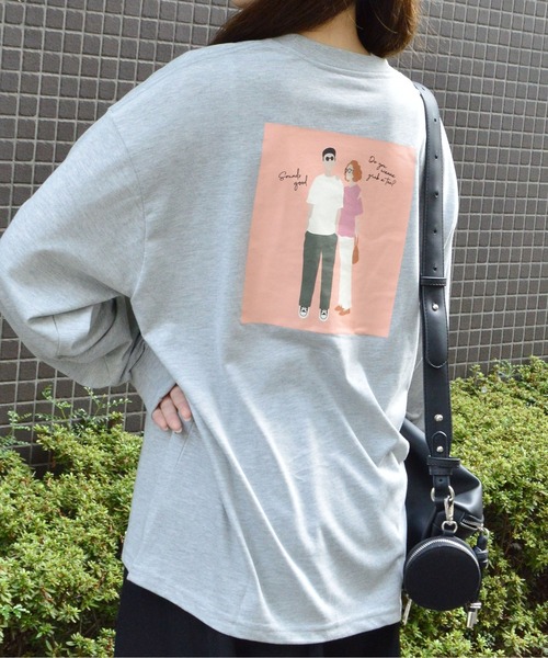 spiritoso(スピリトーゾ)の「【spiritoso】ニュアンスカップル ロンTEE(Tシャツ/カットソー・レディース・杢グレー/ネイビー・FREE)」の13枚目の写真