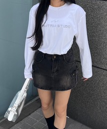 メタリックデザインロンT/長袖Tシャツ