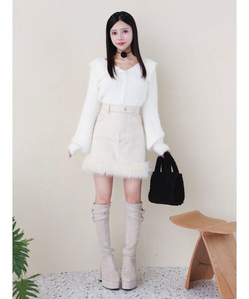 EATME(イートミー)の「フェイクファーショルダーバッグ(ハンドバッグ・レディース・ブラック/アイボリー/ピンク・FREE)」の5枚目の写真