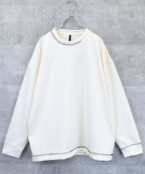 Anytime Songs(エニータイムソングス)の「cardboard knit stitching crew neck cutsew/ダンボールニット ステッチング クルーネック カットソー(スウェット・メンズ・ブラック/チャコールグレー/ホワイト/グレー・L/XL/M)」の11枚目の写真