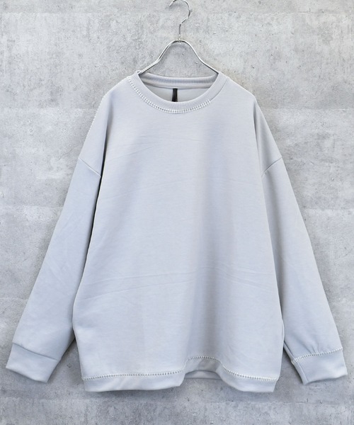 Anytime Songs(エニータイムソングス)の「cardboard knit stitching crew neck cutsew/ダンボールニット ステッチング クルーネック カットソー(スウェット・メンズ・ブラック/チャコールグレー/ホワイト/グレー・L/XL/M)」の14枚目の写真