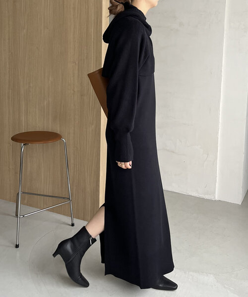 CAPRICIEUX LE'MAGE（カプリシューレマージュ）の「【セットアイテム】2SETショートフーディーワンピース（ワンピース・レディース・ブラック/ベージュ・PS/FREE）」の9枚目の写真