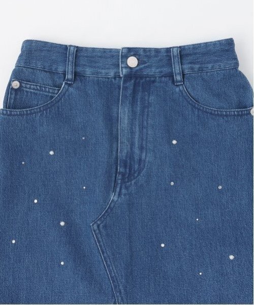 セール】パール×ラインストーン デニムミディスカート（スカート