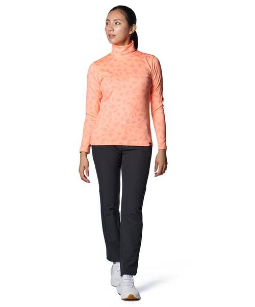 UNDER ARMOUR(アンダーアーマー)の「UAコールドギア プロ プリント ロングスリーブ モックネック シャツ(ゴルフ/レディース)(ポロシャツ・レディース・オレンジ系・M/S/L/XL)」の3枚目の写真