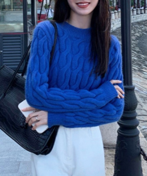 Miniministore(ミニミニストア)の「ニットトップス ショート丈 レディース(ニット/セーター・レディース・ブラック/ワインレッド/アイボリー/ロイヤルブルー・FREE)」の3枚目の写真