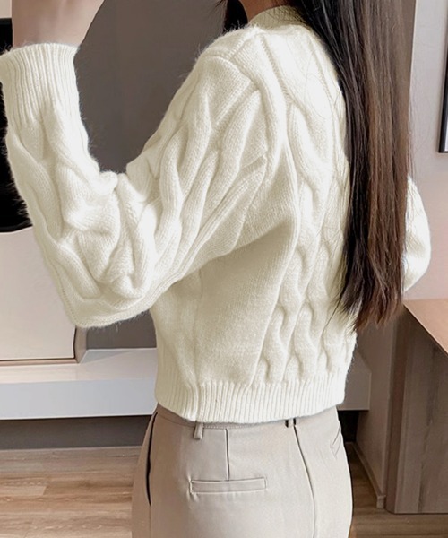 Miniministore(ミニミニストア)の「ニットトップス ショート丈 レディース(ニット/セーター・レディース・ブラック/ワインレッド/アイボリー/ロイヤルブルー・FREE)」の6枚目の写真