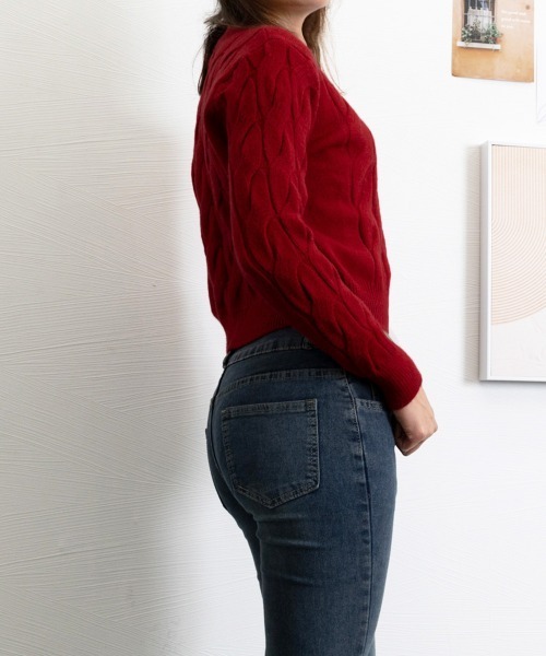 Miniministore(ミニミニストア)の「ニットトップス ショート丈 レディース(ニット/セーター・レディース・ブラック/ワインレッド/アイボリー/ロイヤルブルー・FREE)」の15枚目の写真