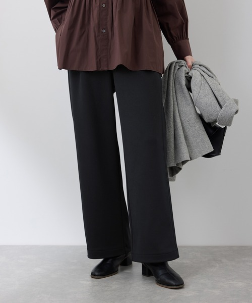 ROPE' PICNIC（ロペピクニック）の「【3サイズ展開】裏起毛ジョーゼットボンディングワイドパンツ（その他パンツ・レディース・ブラック/ベージュ系その他・36/38/40）」の6枚目の写真