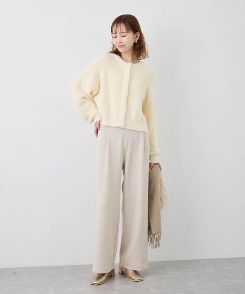 ROPE' PICNIC（ロペピクニック）の「【3サイズ展開】裏起毛ジョーゼットボンディングワイドパンツ（その他パンツ・レディース・ブラック/ベージュ系その他・36/38/40）」の7枚目の写真