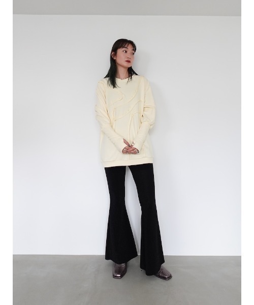 sahara(サハラ)の「Curve Design Sweat/カーブデザインスウェット(スウェット・レディース・クリーム/ネイビー・FREE)」の8枚目の写真