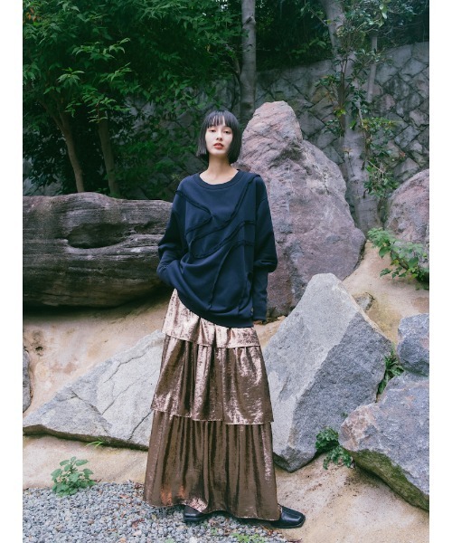 sahara(サハラ)の「Curve Design Sweat/カーブデザインスウェット(スウェット・レディース・クリーム/ネイビー・FREE)」の22枚目の写真