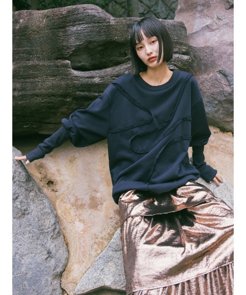 sahara(サハラ)の「Curve Design Sweat/カーブデザインスウェット(スウェット・レディース・クリーム/ネイビー・FREE)」の20枚目の写真