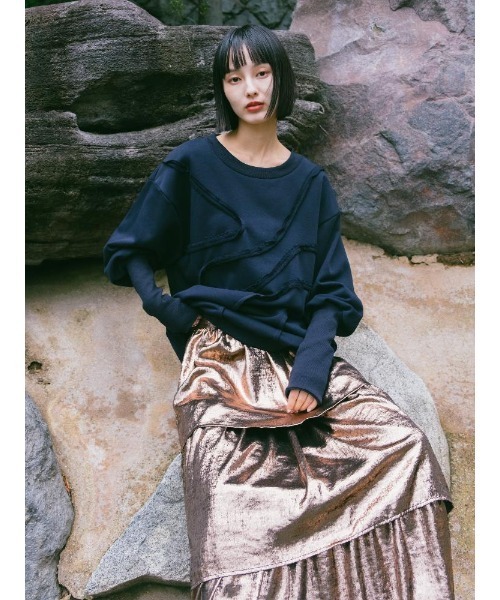 sahara(サハラ)の「Curve Design Sweat/カーブデザインスウェット(スウェット・レディース・クリーム/ネイビー・FREE)」の21枚目の写真