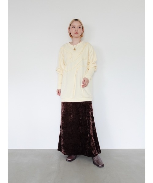sahara(サハラ)の「Curve Design Sweat/カーブデザインスウェット(スウェット・レディース・クリーム/ネイビー・FREE)」の10枚目の写真
