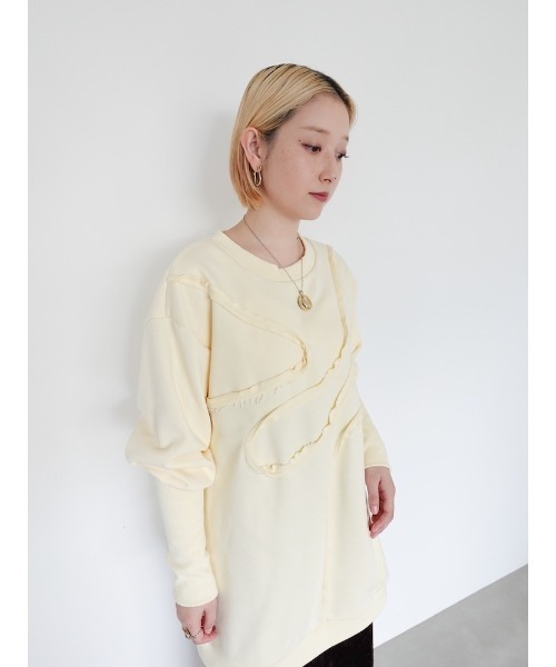 sahara(サハラ)の「Curve Design Sweat/カーブデザインスウェット(スウェット・レディース・クリーム/ネイビー・FREE)」の13枚目の写真