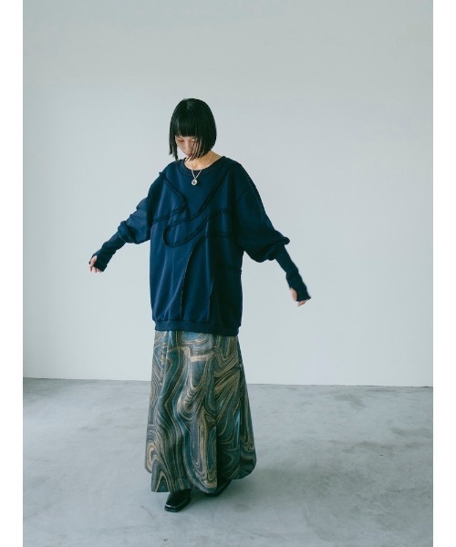 sahara(サハラ)の「Curve Design Sweat/カーブデザインスウェット(スウェット・レディース・クリーム/ネイビー・FREE)」の18枚目の写真
