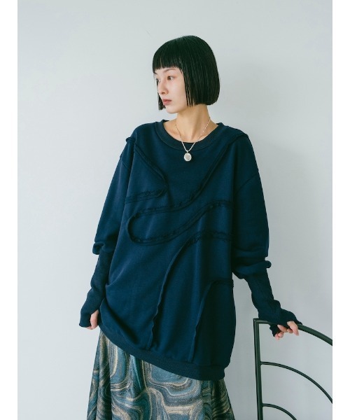 sahara(サハラ)の「Curve Design Sweat/カーブデザインスウェット(スウェット・レディース・クリーム/ネイビー・FREE)」の14枚目の写真
