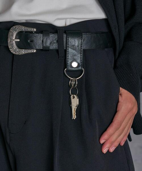 WEGO（ウィゴー）の「WEGO/PUベルトキーリング（キーケース/キーアクセサリー・メンズ・その他1/ブラウン/ブラック・FREE）」の2枚目の写真