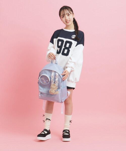 PINK-latte(ピンクラテ)の「モール付きマルポケリュック(バックパック/リュック・キッズ・ブラック/ライトパープル/ライトブルー・00)」の9枚目の写真