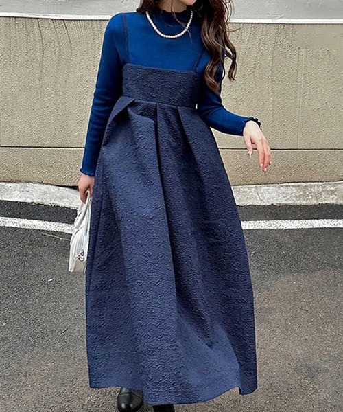 胸切替タックスリップロングワンピース（ワンピース）｜CADBURY（キャドバリー） 6,490円