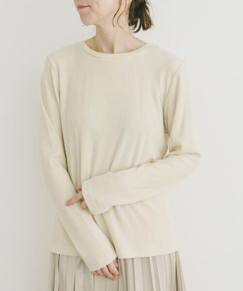 ITEMS URBANRESEARCH（アイテムズ アーバンリサーチ）の「リブクルーネックカットソー（Tシャツ/カットソー・レディース・ミント/グレー系その他/オフホワイト・FREE）」の8枚目の写真