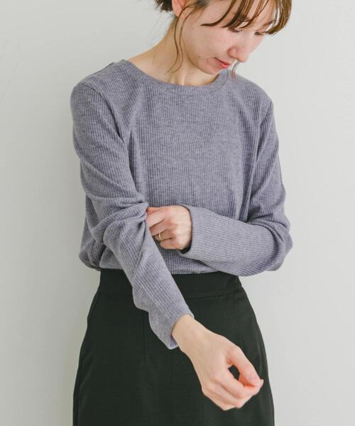 ITEMS URBANRESEARCH（アイテムズ アーバンリサーチ）の「リブクルーネックカットソー（Tシャツ/カットソー・レディース・ミント/グレー系その他/オフホワイト・FREE）」の12枚目の写真