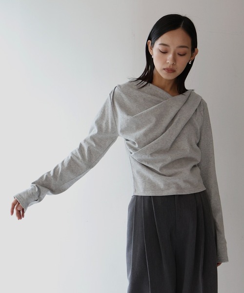 ドレープデザインTシャツ（Tシャツ/カットソー）｜hellam（へ
