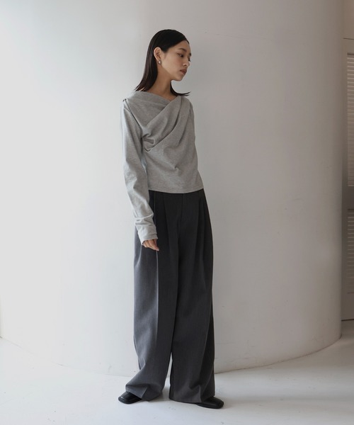 ドレープデザインTシャツ（Tシャツ/カットソー）｜hellam（へ