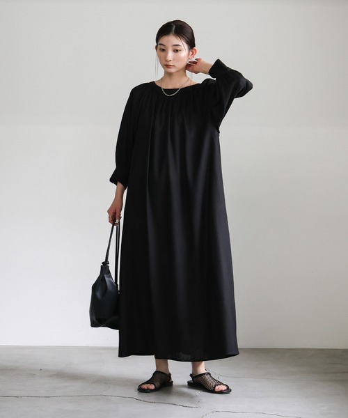 select MOCA(セレクトモカ)の「リネンバックリボンワンピース(ワンピース・レディース・ベージュ/ブラック・FREE)」の21枚目の写真