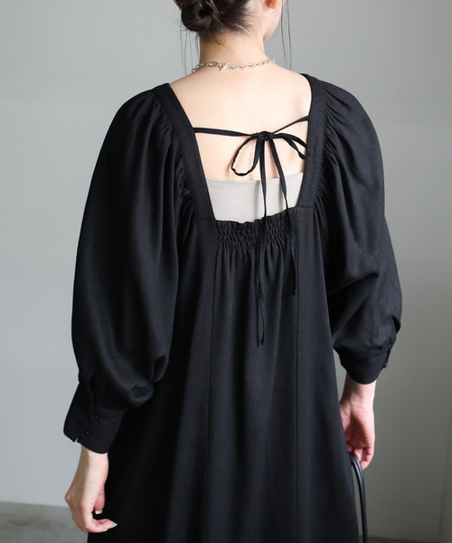 select MOCA(セレクトモカ)の「リネンバックリボンワンピース(ワンピース・レディース・ベージュ/ブラック・FREE)」の20枚目の写真