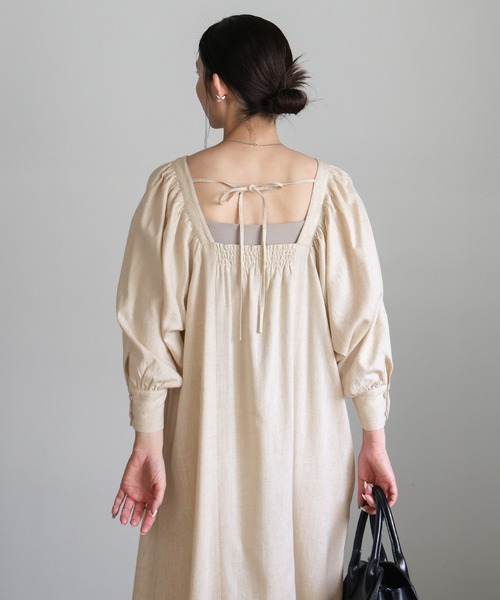select MOCA(セレクトモカ)の「リネンバックリボンワンピース(ワンピース・レディース・ベージュ/ブラック・FREE)」の8枚目の写真